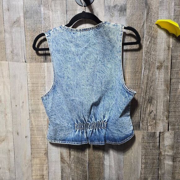 Zena Vintage 80s Floral Denim Jean Vest - Picture 3 of 6